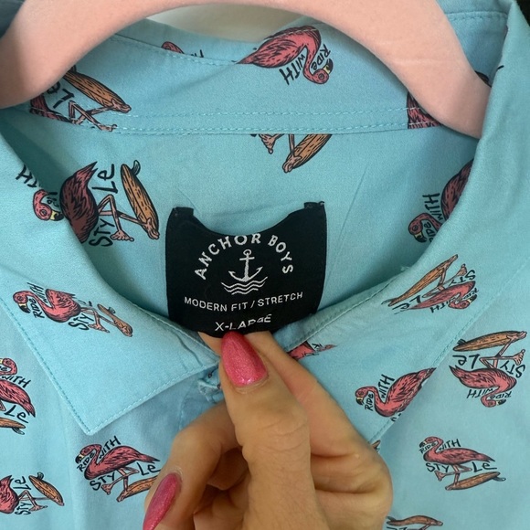 Casual Blue and Red Button Down Shirt with Classic Collar - Picture 3 of 4